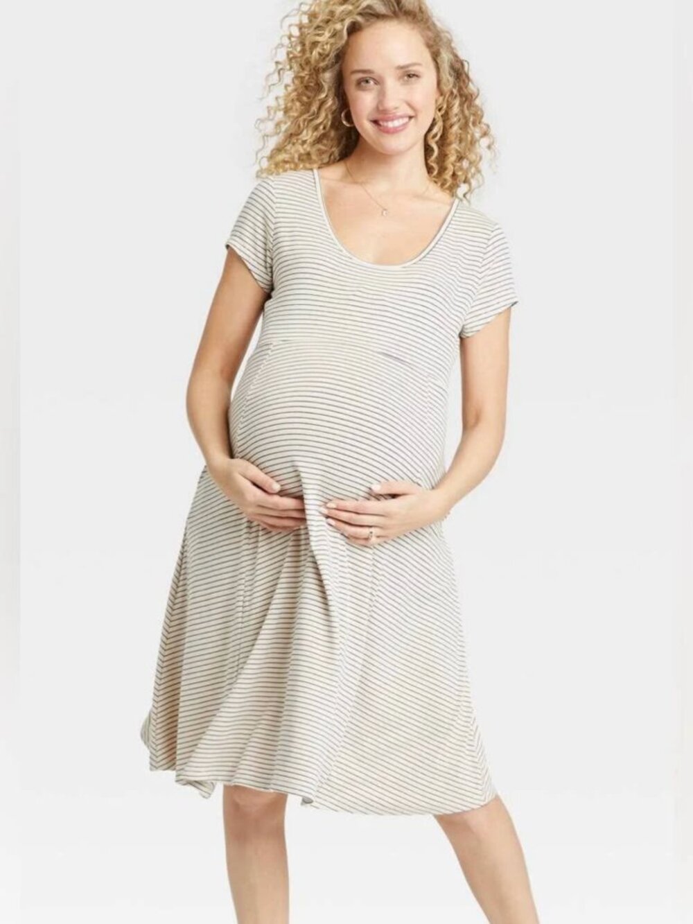 the nines by HATCH Stripped Maternity Pregnancy Dress Sz L